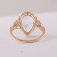 4.05 Ct Pear Aquamarine 9K Gold Ring