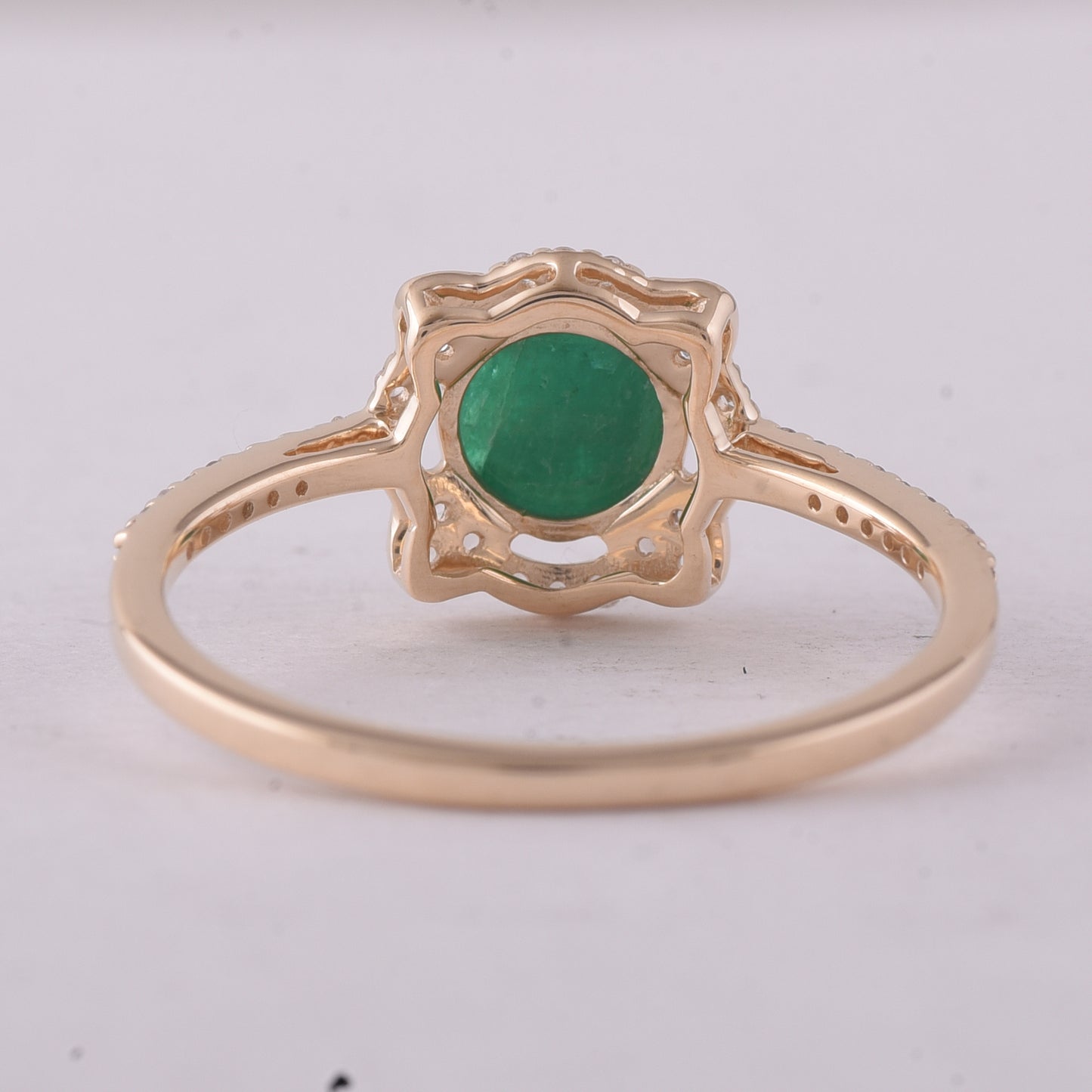 0.93 Ct Round Emerald 9K Gold Ring