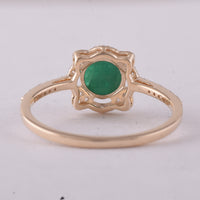 0.93 Ct Round Emerald 9K Gold Ring