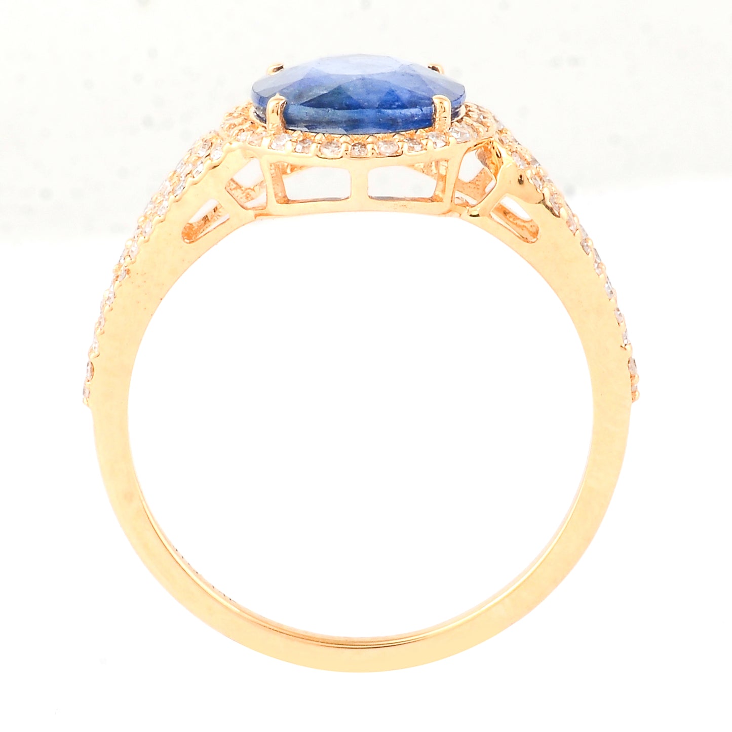 2.45 Ct Oval Mixed Cut Natural Sapphire 14K Gold Ring