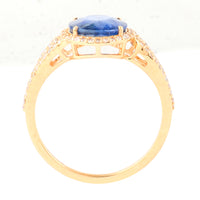 2.45 Ct Oval Mixed Cut Natural Sapphire 14K Gold Ring
