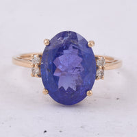 6.33 Ct Oval Natural Tanzanite 14K Gold Ring