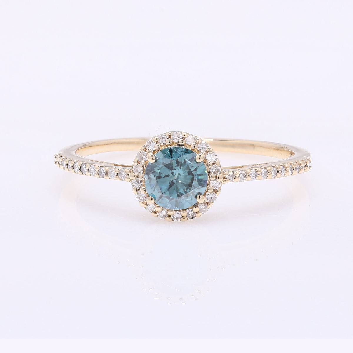 0.58 Ct Round Blue Diamond 14K Gold Ring