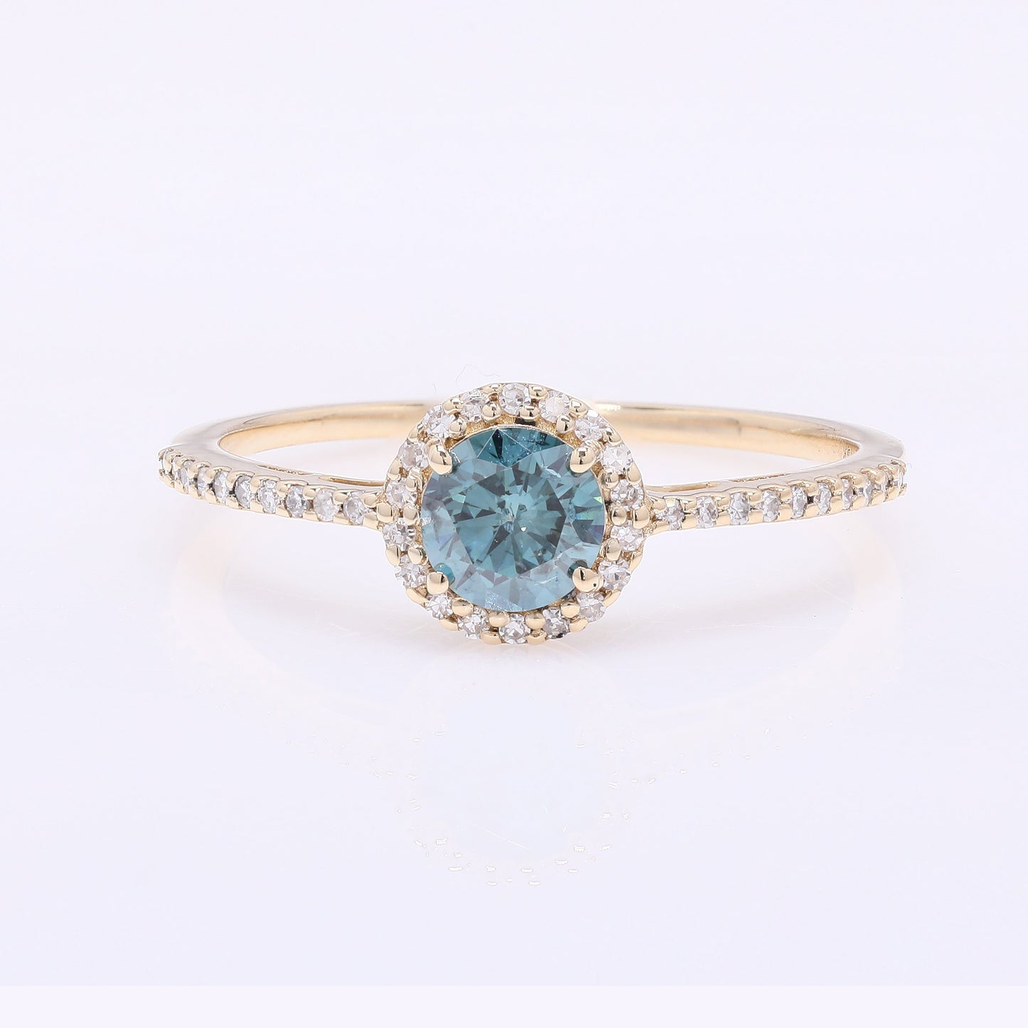 0.58 Ct Round Blue Diamond 14K Gold Ring