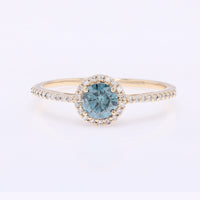 0.58 Ct Round Blue Diamond 14K Gold Ring