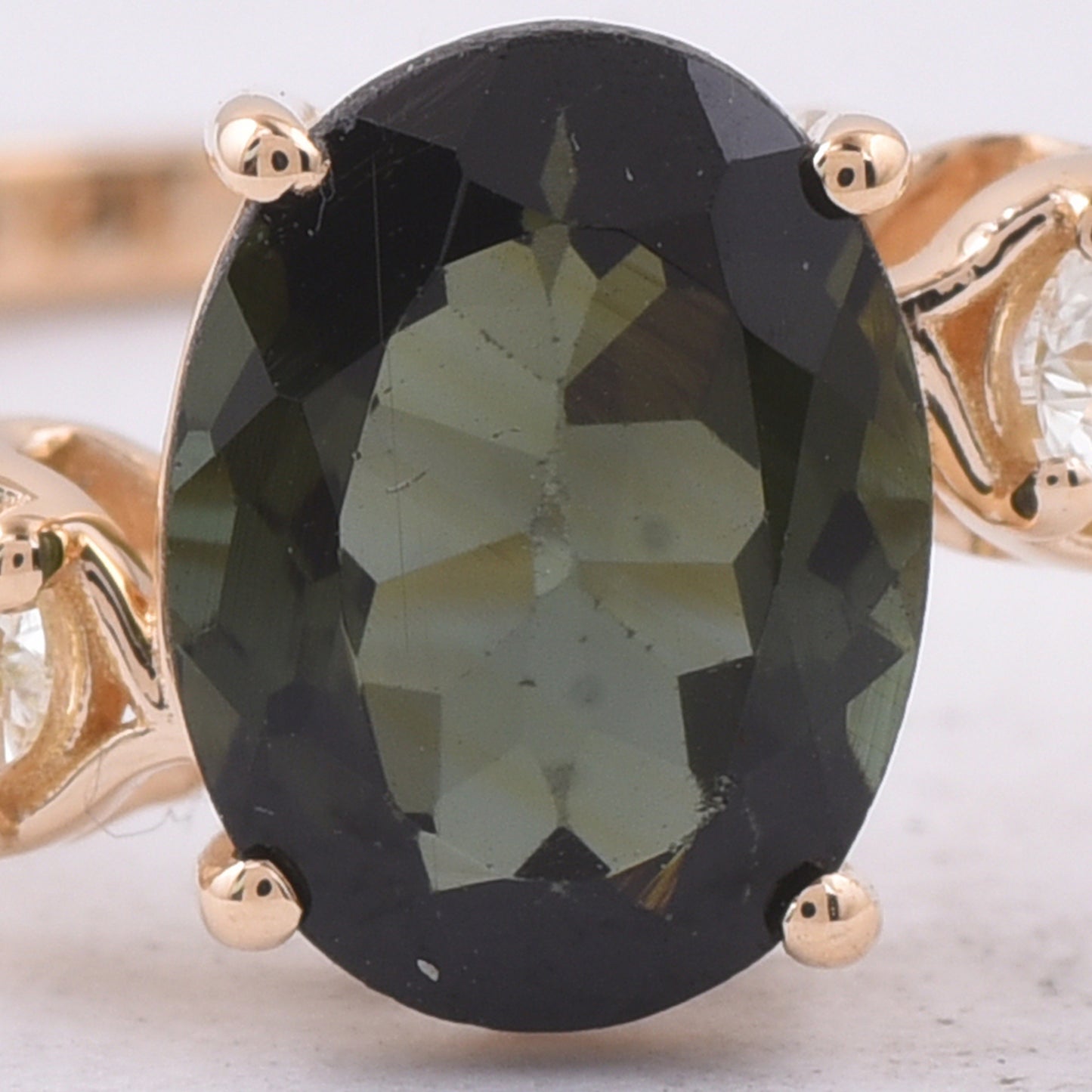 1.57 Ct Oval Natural Green Tourmaline 14K Gold Ring