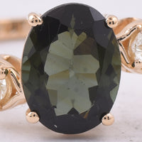 1.57 Ct Oval Natural Green Tourmaline 14K Gold Ring