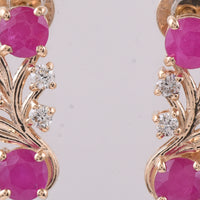 1.47 Ct Round Natural Ruby 14K Gold Earrings