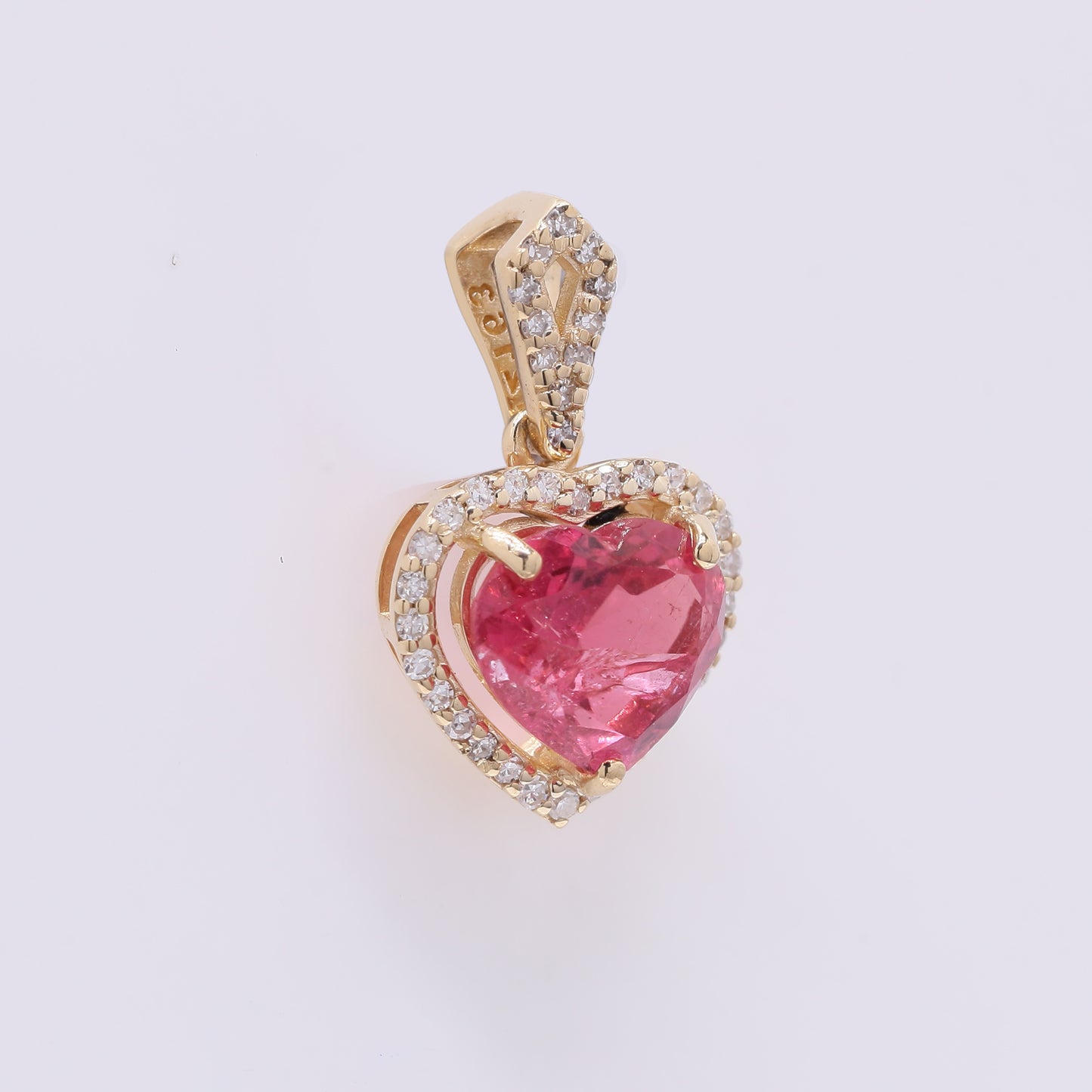 1.45 Ct Heart Mixed Cut Natural Pink Tourmaline 14K Gold Pendant