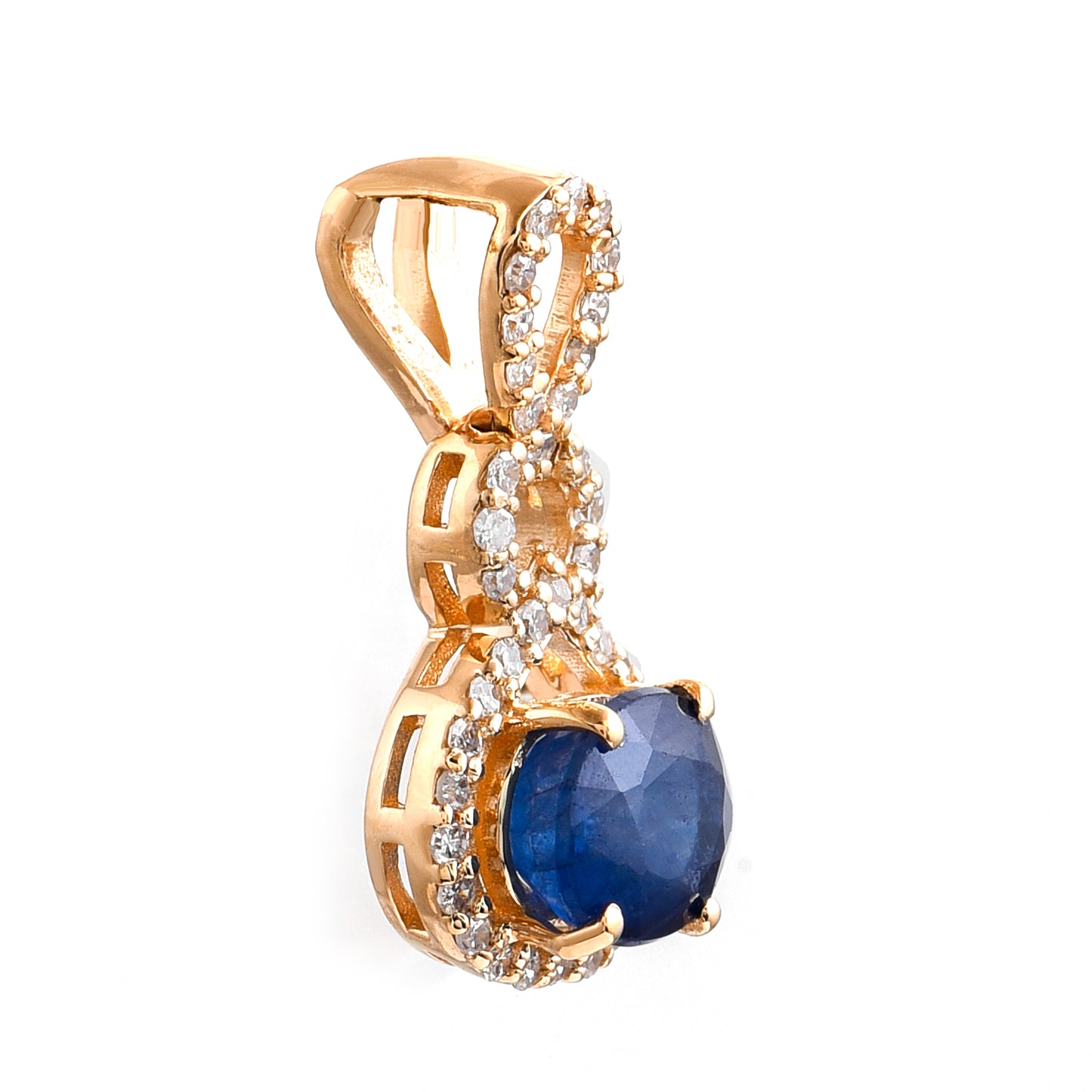 1.15 Ct Oval Mixed Cut Natural Sapphire 14K Gold Pendant