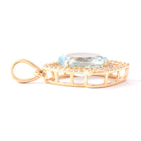 2.30 Ct Oval Mixed Cut Natural Aquamarine 14K Gold Pendant