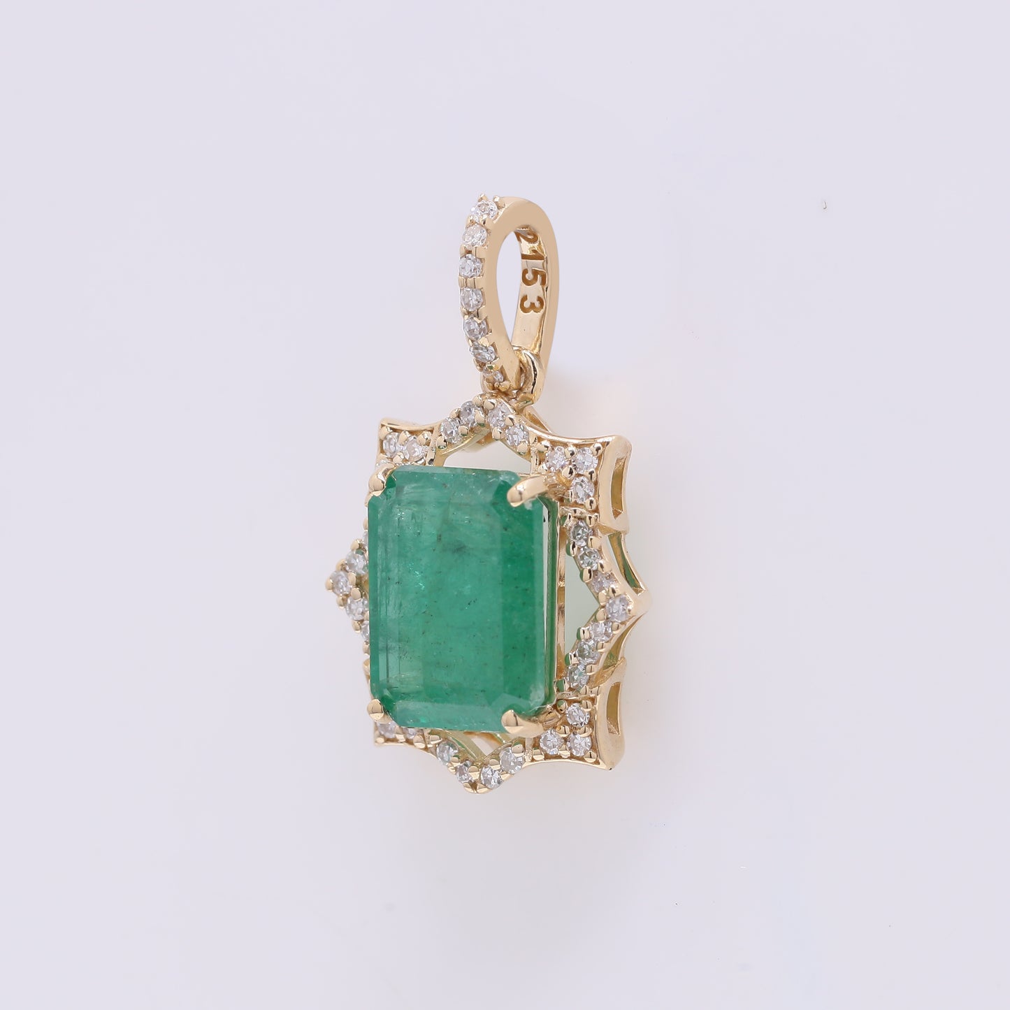 2.22 Ct Octagon Step Cut Natural Emerald 14K Gold Pendant