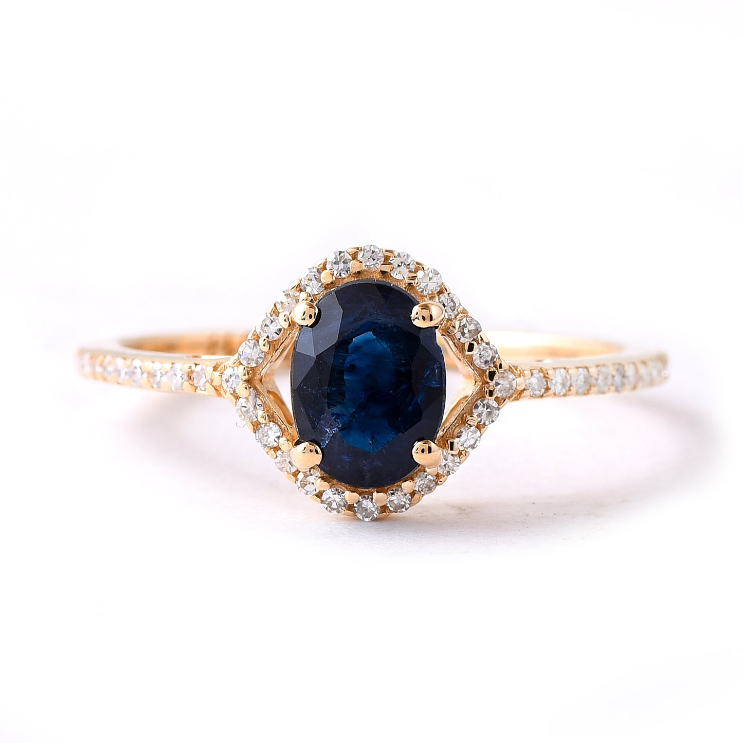 1.42 Ct Oval Mixed Cut Natural Sapphire 14K Gold Ring