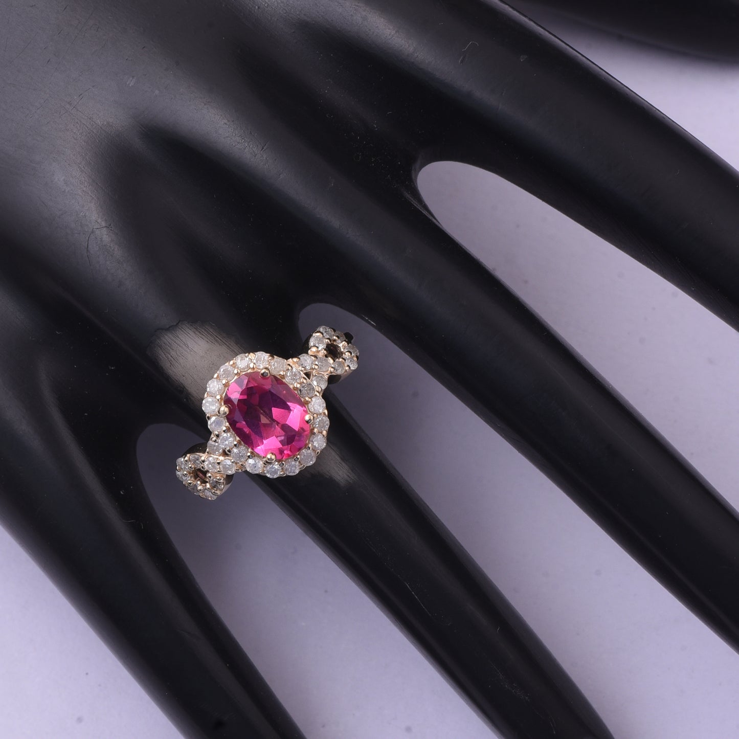 1.91 Ct Oval Pink Topaz 9K Gold Ring