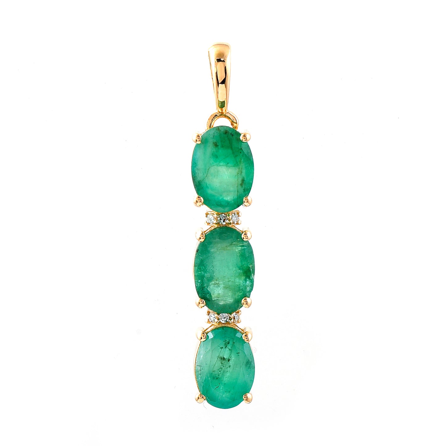 2.12 Ct Oval Mixed Cut Natural Emerald 14K Gold Pendant