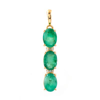 2.12 Ct Oval Mixed Cut Natural Emerald 14K Gold Pendant
