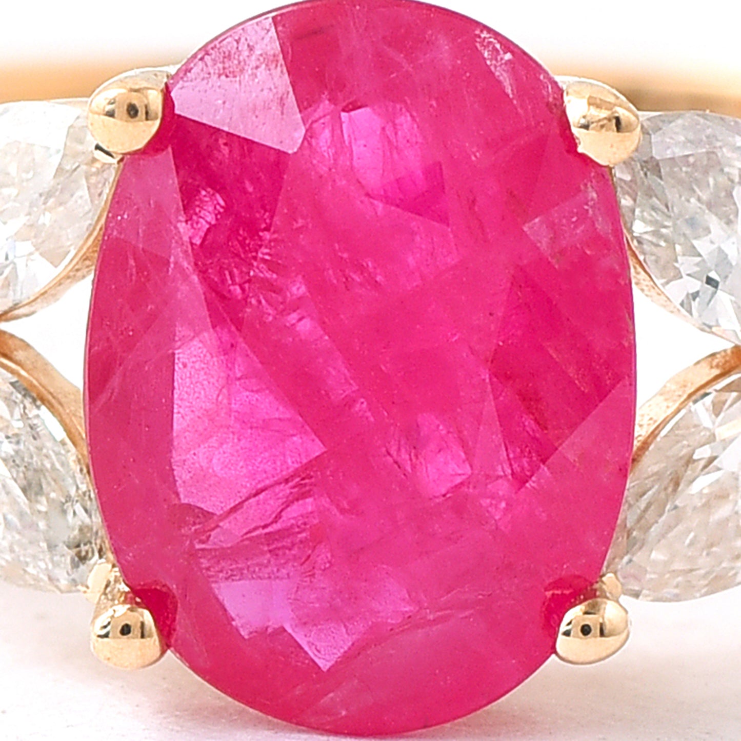 1.62 Ct Oval Mixed Cut Natural Ruby 14K Gold Ring
