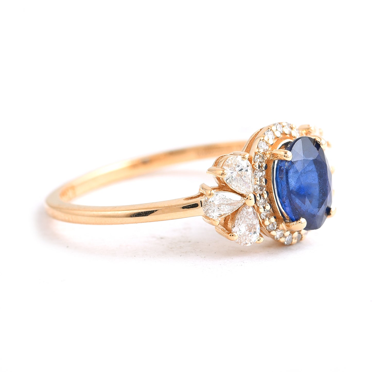 1.90 Ct Oval Mixed Cut Natural Sapphire 14K Gold Ring