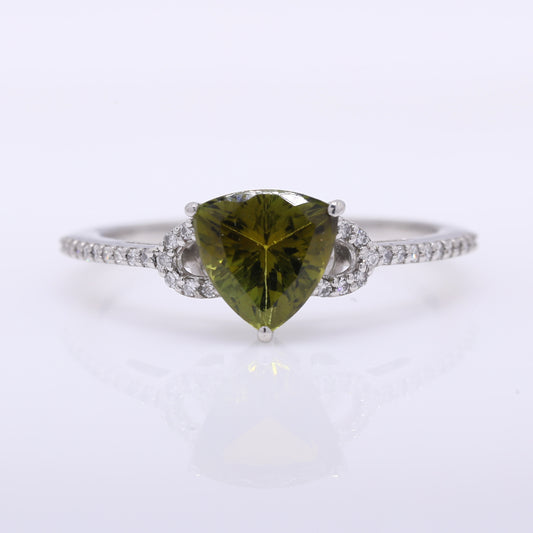 1.33 Ct Triangle Mixed Cut Natural Green Tourmaline 950 Platinum Ring
