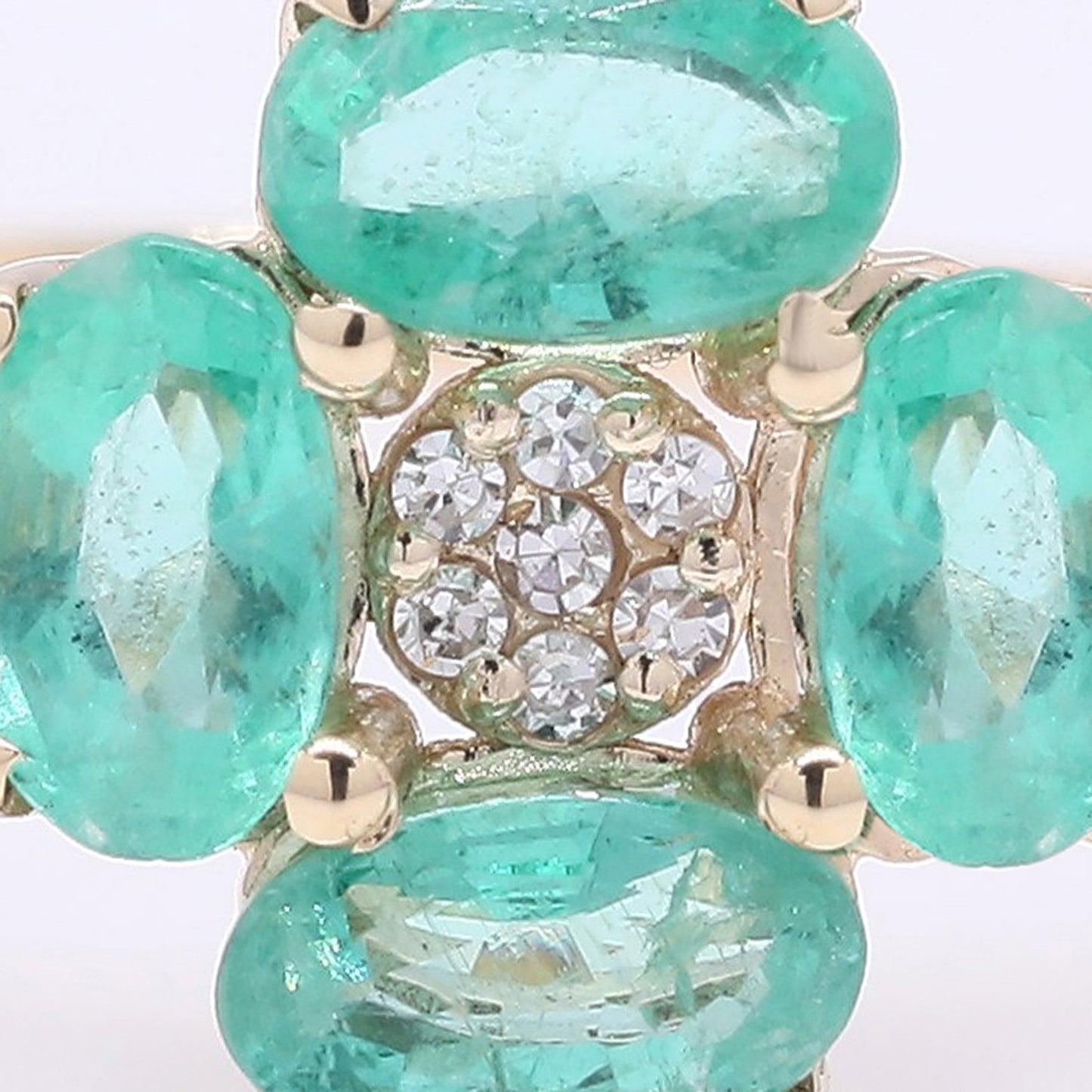 1.16 Ct Oval Mixed Cut Natural Emerald 14K Gold Ring