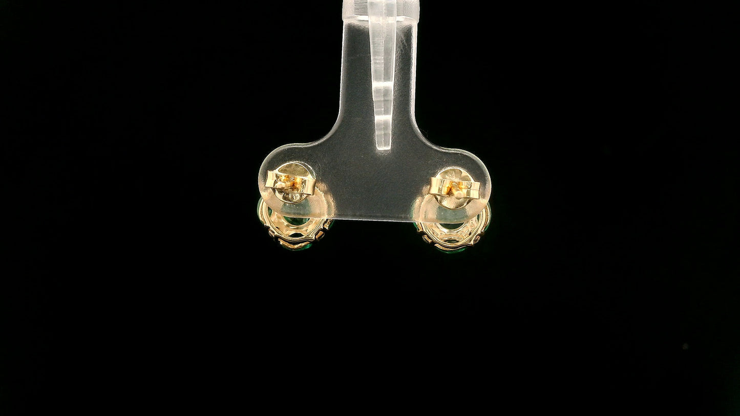 1.53 Ct Round Emerald 14K Gold Earrings