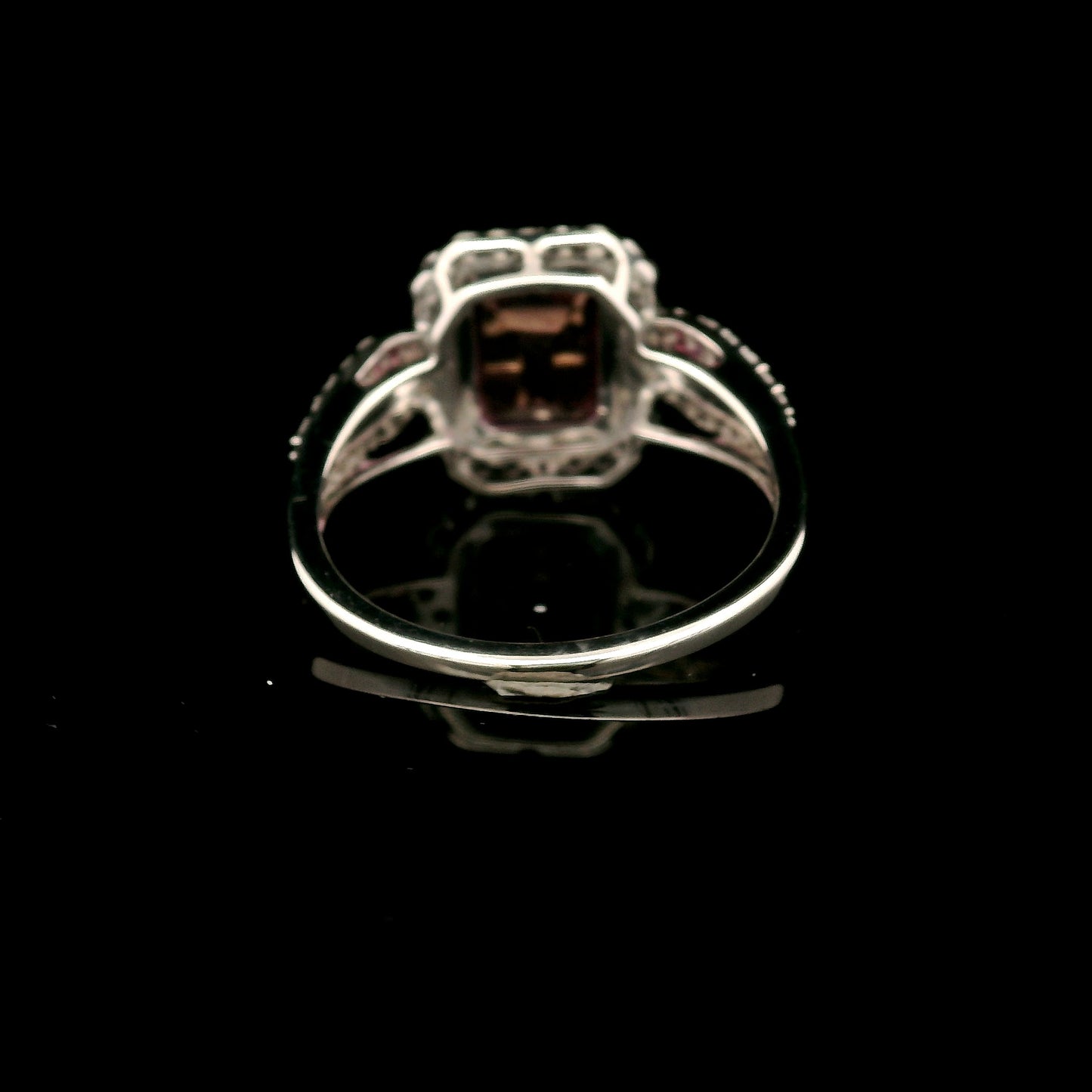 3.34 Ct Octagon Pink Topaz, White Zircon 925 Sterling Silver Ring