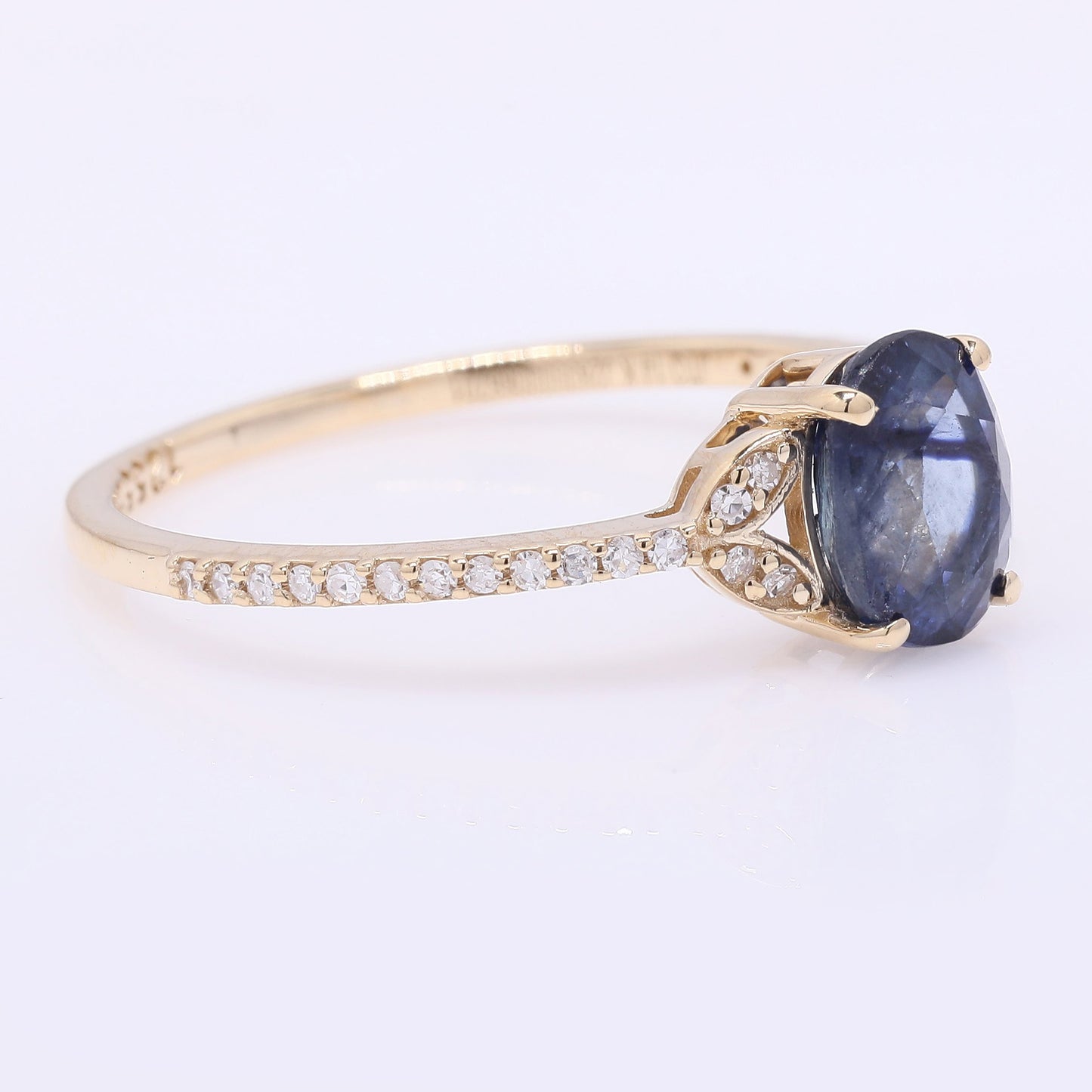 1.43 Ct Oval Mixed Cut Natural Sapphire 14K Gold Ring