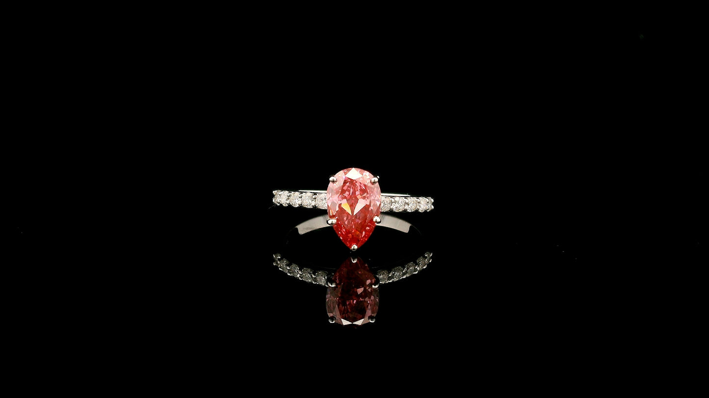 1.84 Carats Pink Lab Grown Diamond 14K Gold Ring
