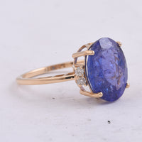 6.33 Ct Oval Natural Tanzanite 14K Gold Ring