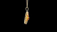 3.03 Ct Round Multi Sapphire 14K Gold Pendant