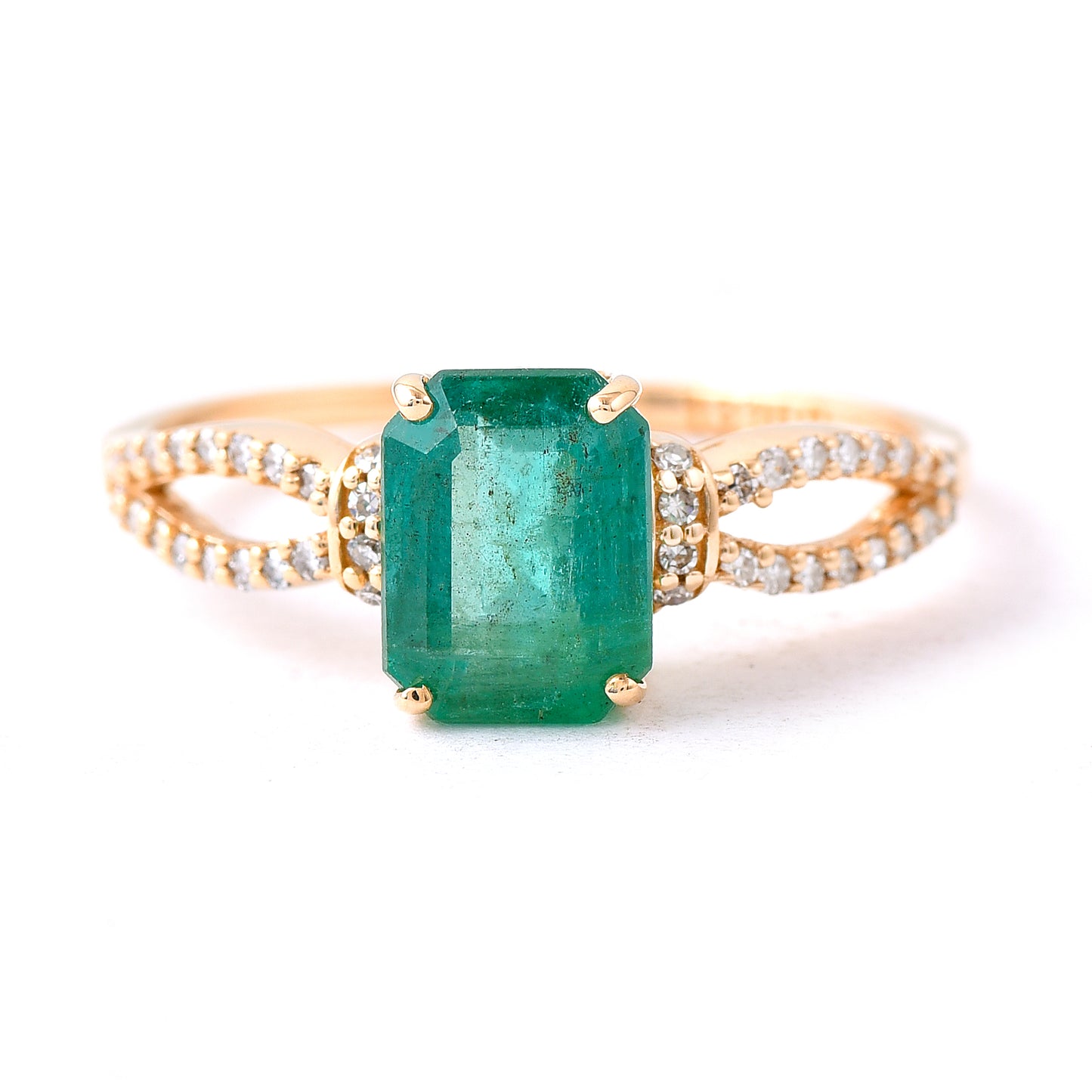 1.53 Ct Octagon Step Cut Natural Emerald 14K Gold Ring