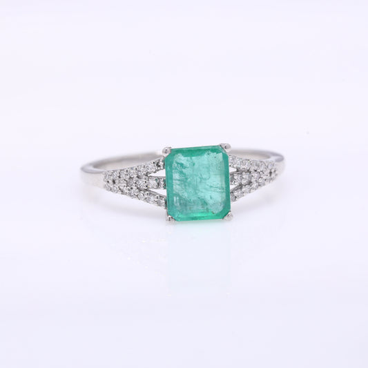 1.39 Ct Octagon Step Cut Natural Emerald 950 Platinum Ring