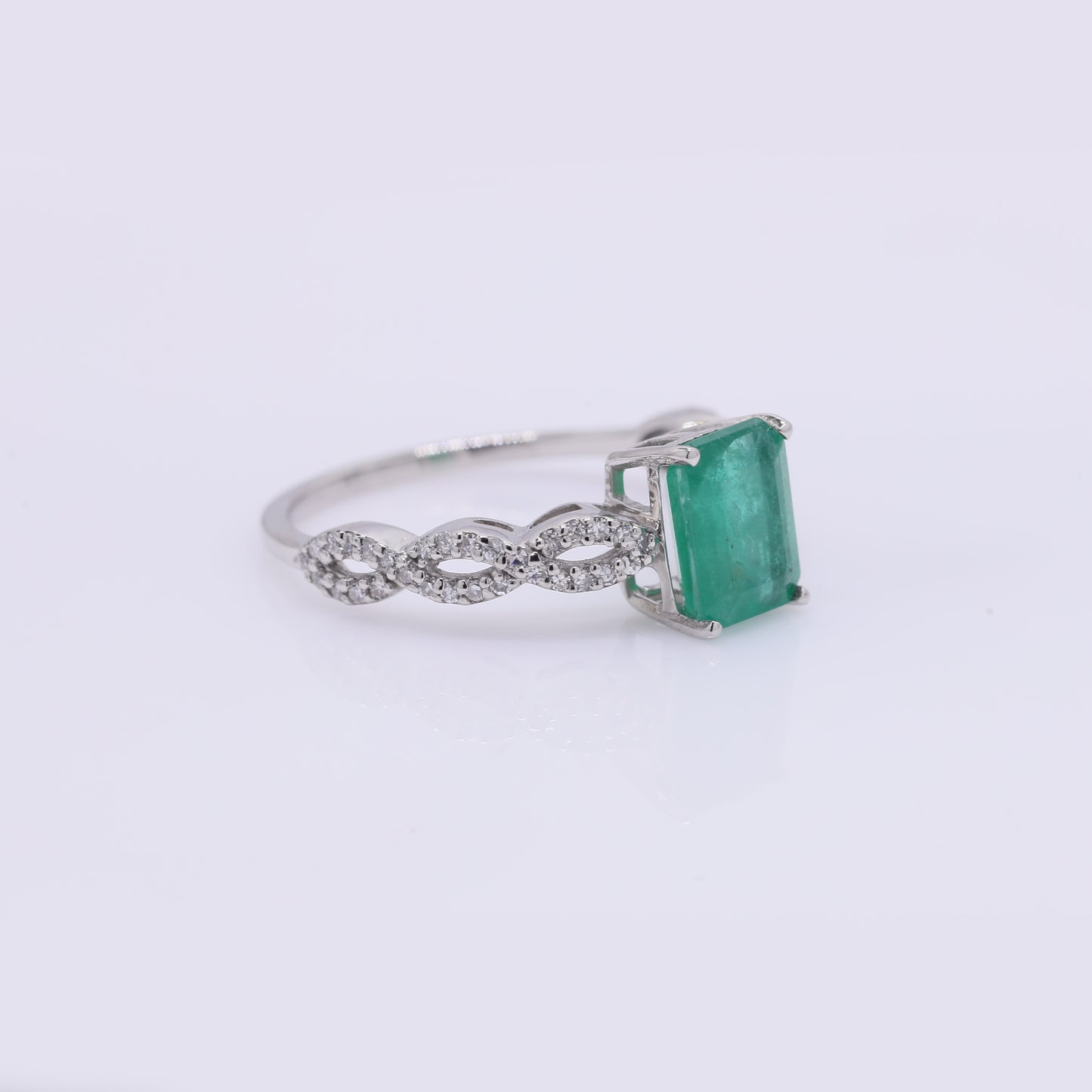 1.69 Ct Octagon Step Cut Natural Emerald 950 Platinum Ring
