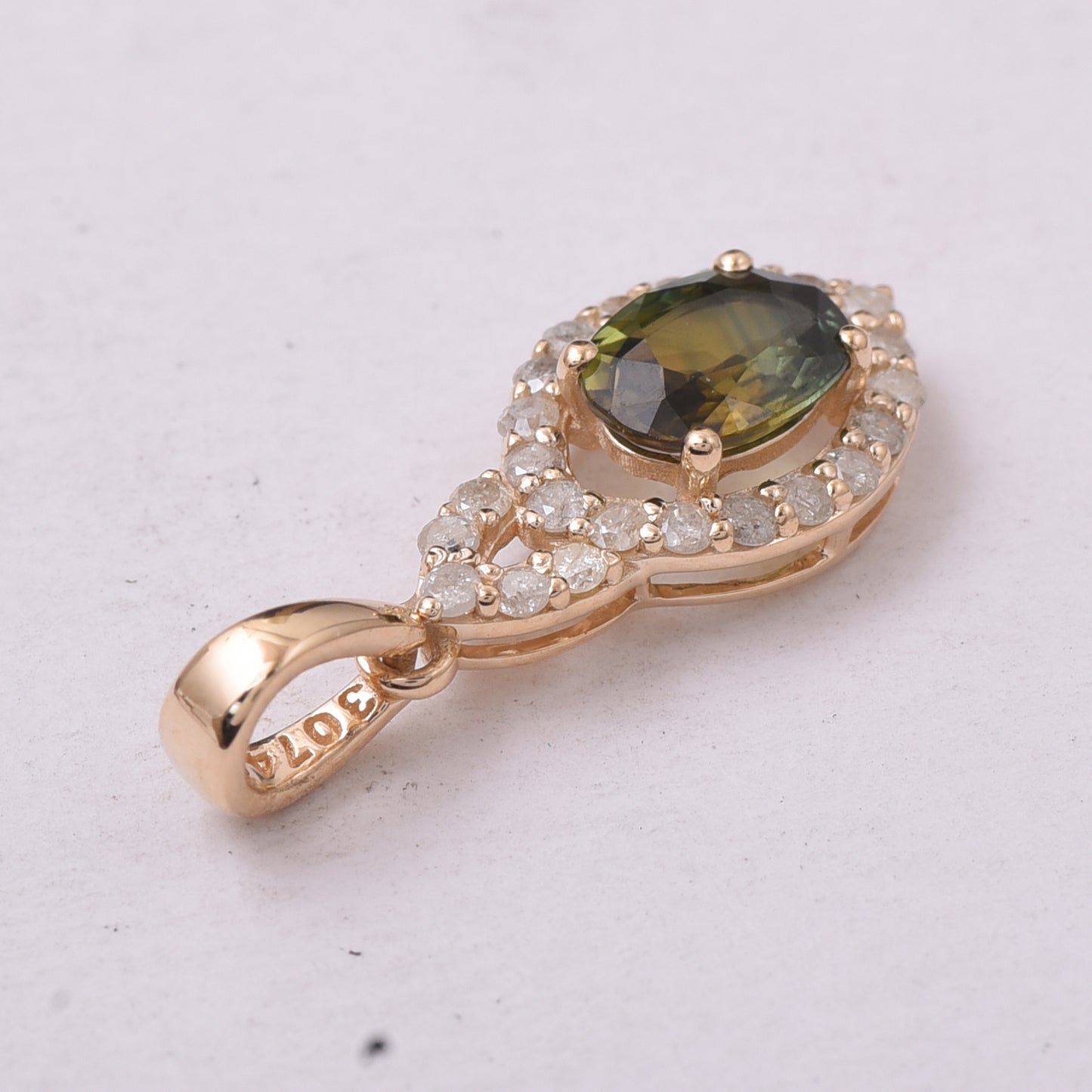 1.10 Ct Oval Green Sapphire 9K Gold Ring