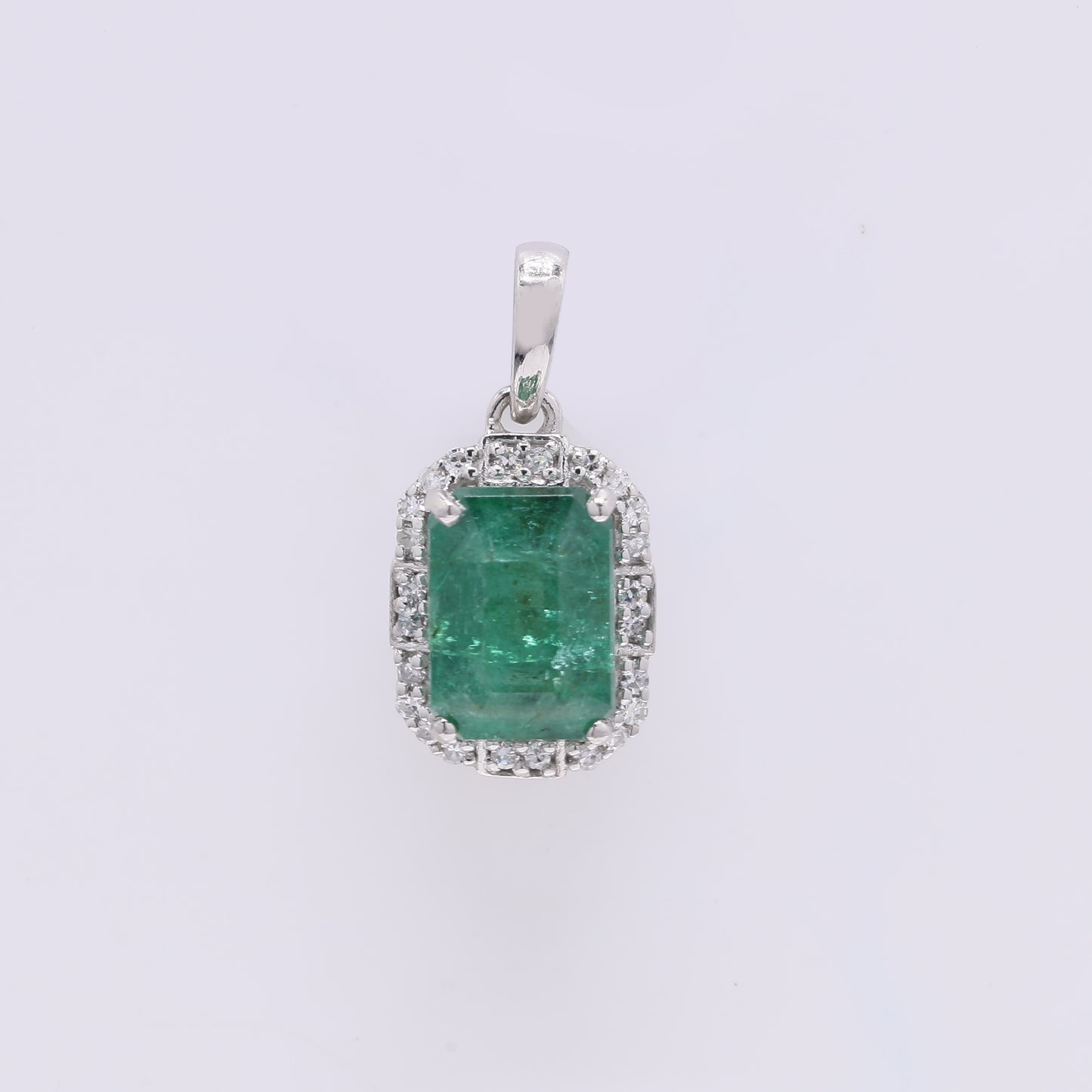 1.89 Ct Octagon Step Cut Natural Emerald 950 Platinum Pendant