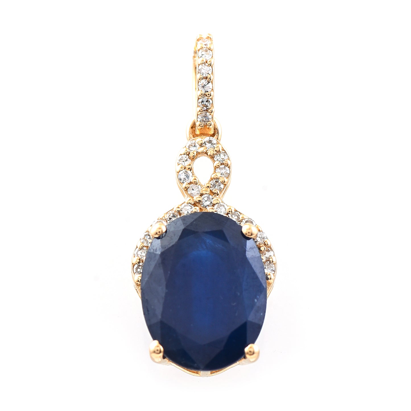 3.50 Ct Oval Mixed Cut Natural Sapphire 14K Gold Pendant