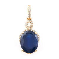 3.50 Ct Oval Mixed Cut Natural Sapphire 14K Gold Pendant