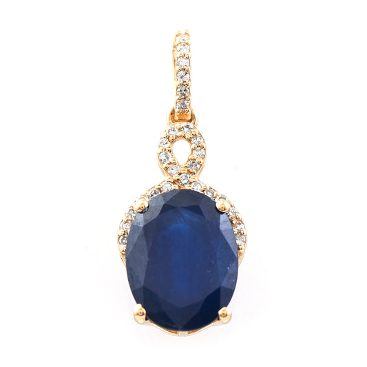 3.50 Ct Oval Mixed Cut Natural Sapphire 14K Gold Pendant