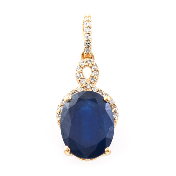 3.50 Ct Oval Mixed Cut Natural Sapphire 14K Gold Pendant
