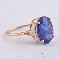 6.14 Ct Oval Natural Tanzanite 14K Gold Pendant
