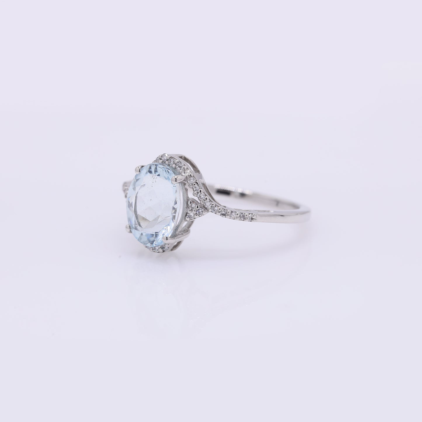 1.91 Ct Oval Mixed Cut Natural Aquamarine 950 Platinum Ring