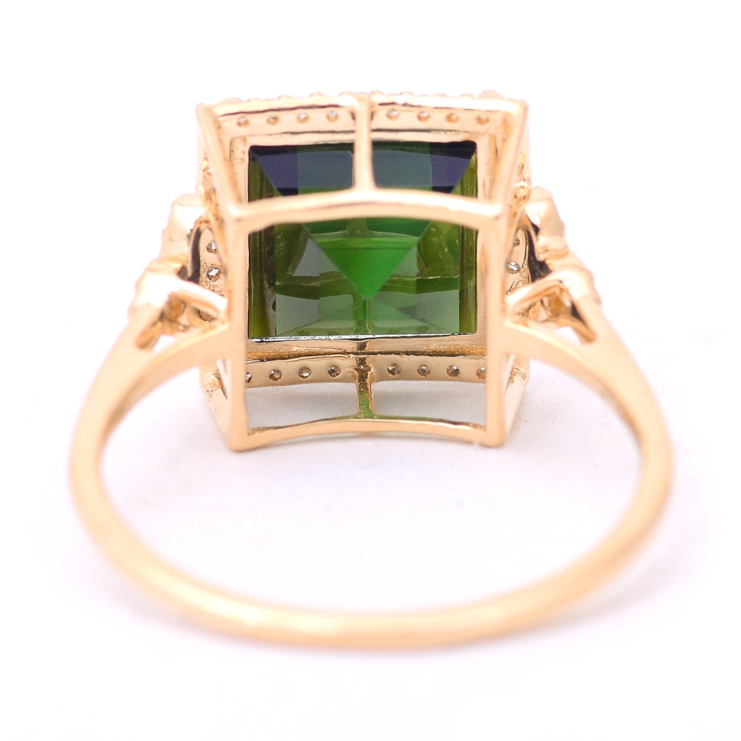4.36 Ct Square Step Cut Natural Tourmaline 14K Gold Ring