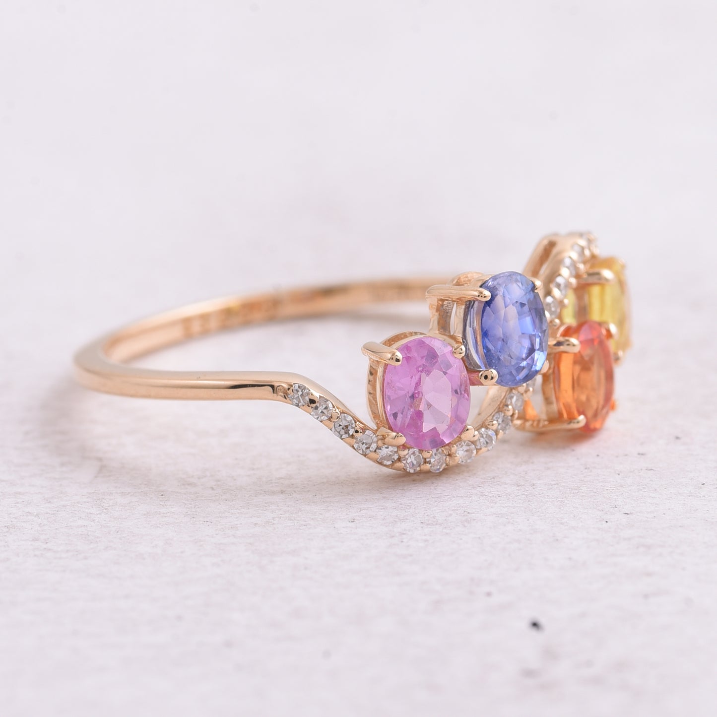 1.26 Ct Oval Natural Multi-Coloured Sapphire 14K Gold Ring
