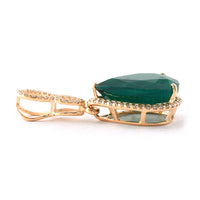 5.42 Ct Pear Mixed Cut Natural Emerald 14K Gold Pendant