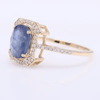 2.83 Ct Oval Mixed Cut Natural Sapphire 14K Gold Ring