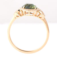 2.02 Ct Oval Mixed Cut Natural Green Sapphire 14K Gold Ring