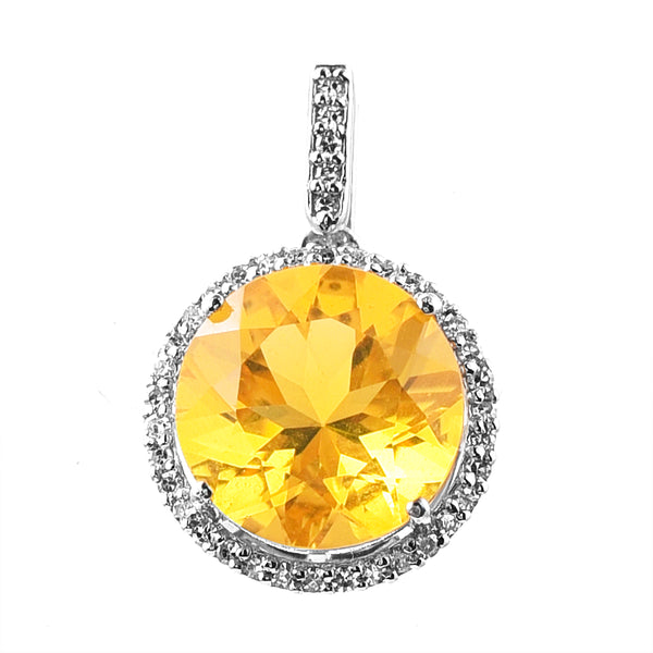 2.50 Ct Round Mixed Cut Natural Fire Opal 950 Platinum Pendant