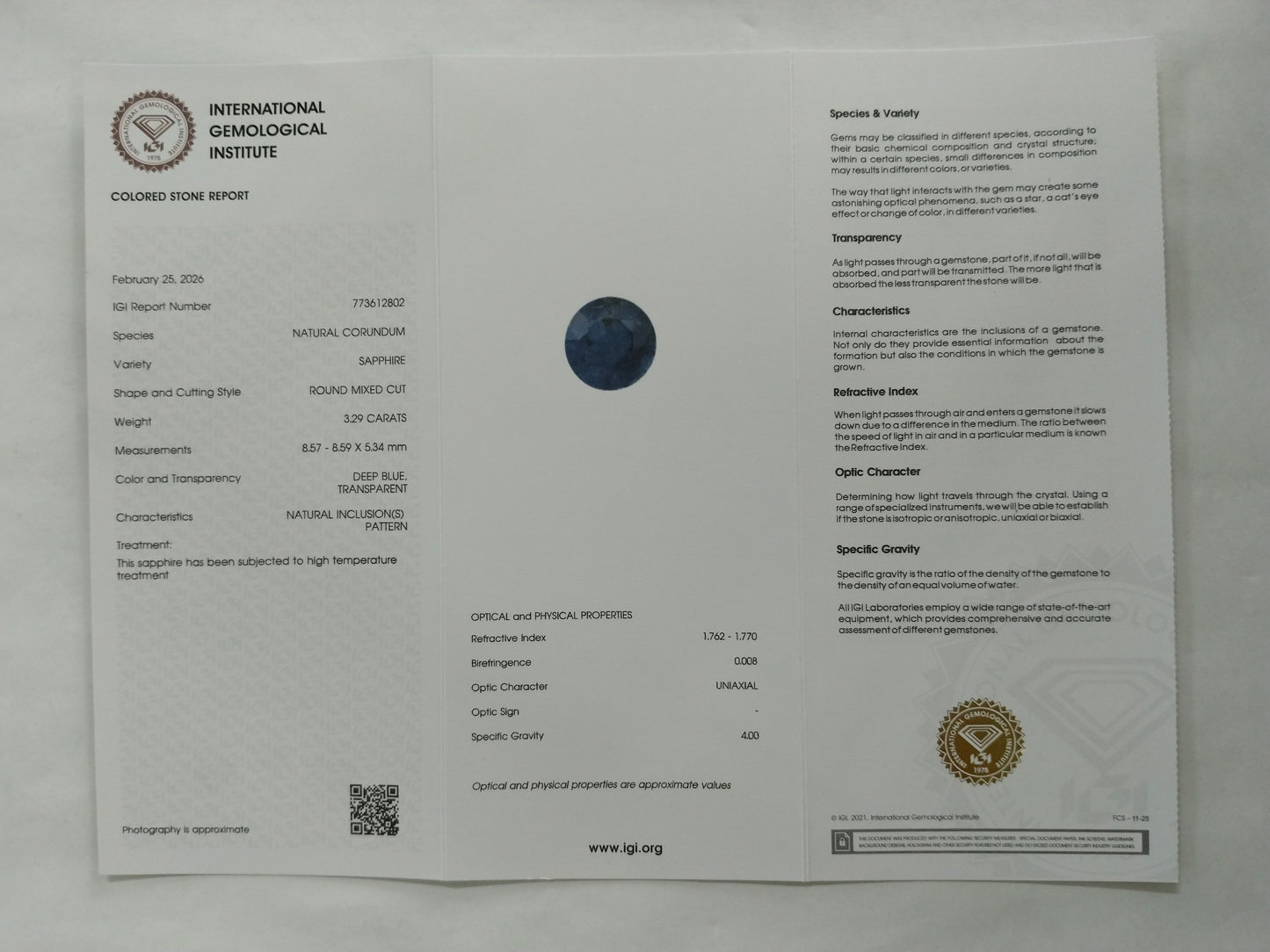 3.29 Natural Corundum Sapphire Round Mixed Cut Gemstone