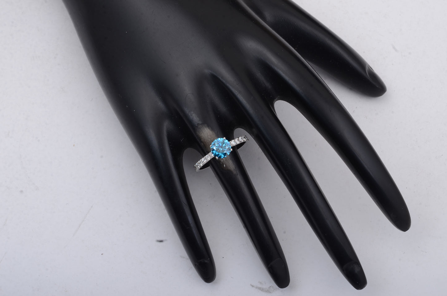 1.39 Carats Blue Lab Grown Diamond 14K Gold Ring