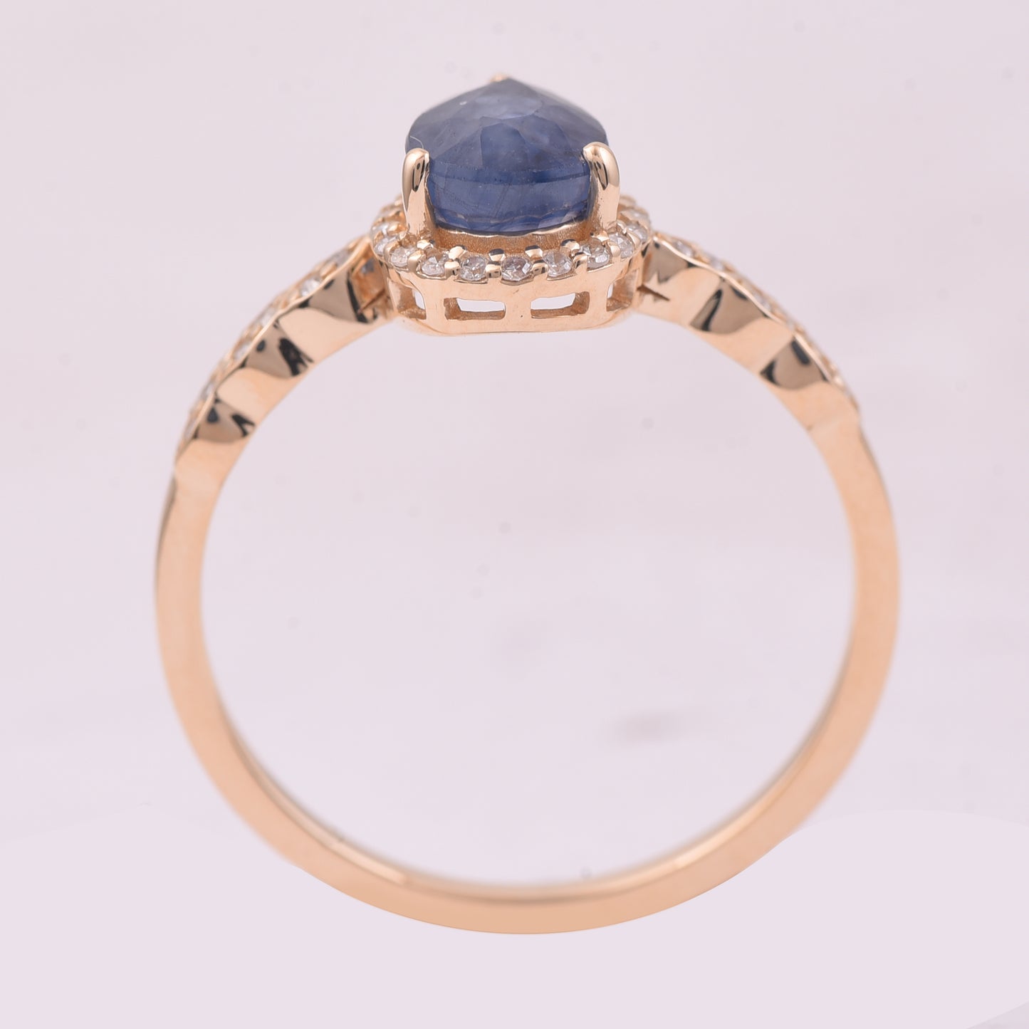 1.44 Ct Pear Mixed Cut Natural Sapphire 14K Gold Ring